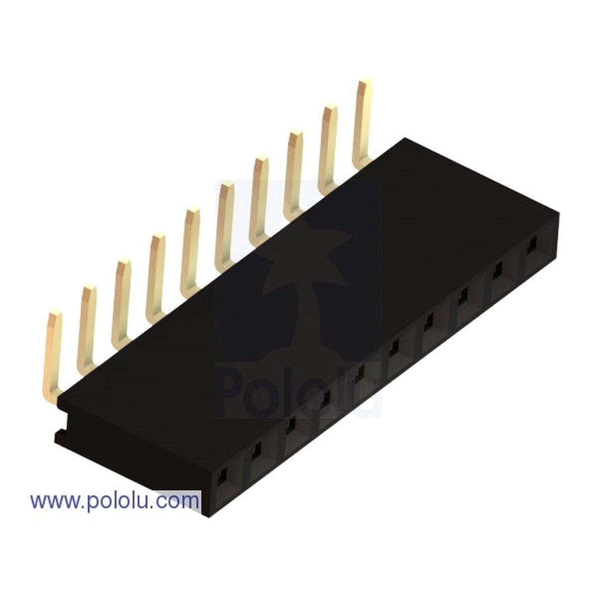 0.100" (2.54 mm) Female Header: 1x10-Pin, Right-Angle