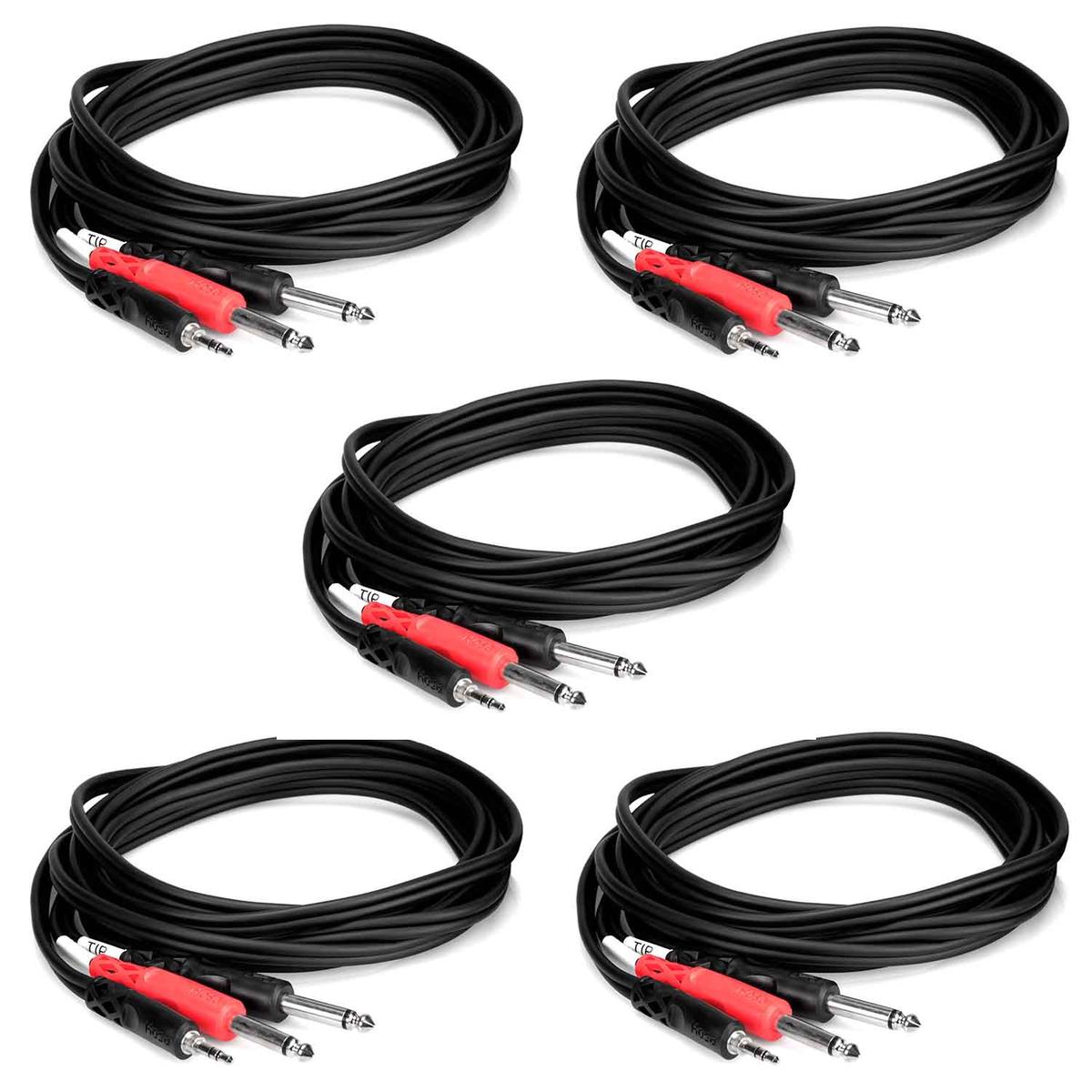 Hosa CMP-159 TRS to Dual TS Stereo Breakout Cable DJ Package - 5 Pack