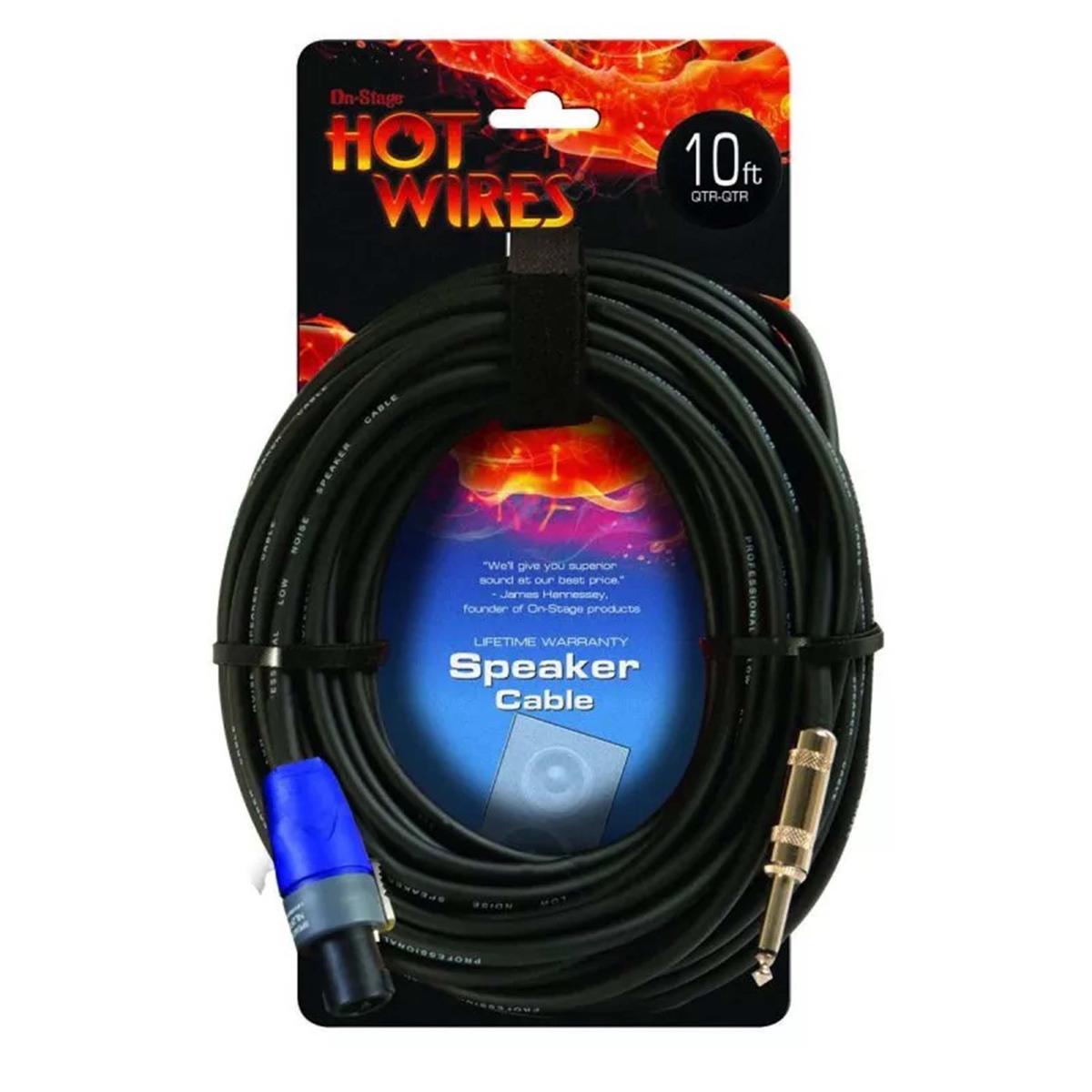 On-Stage SP14-10SQ 10 FT Speakon Cable NL2 to QTR w/ Neutrik