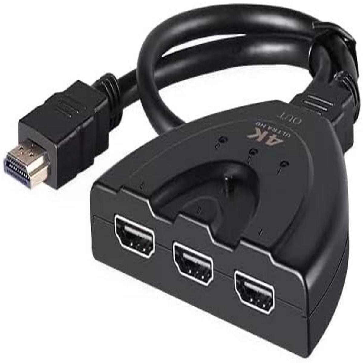 3x1 HDMI Pigtail Switch  3-In 1-Out Smart Selector, 4K & 1080p